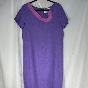 Vintage 80s B. H. Wragge Abstract Pink ad Purple Dress Women's Size M